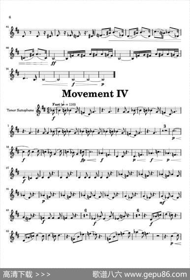 Movement（四重奏次中音萨克斯分谱）