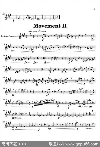 Movement（四重奏上低音萨克斯分谱）