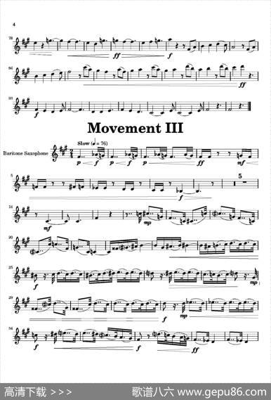 Movement（四重奏上低音萨克斯分谱）