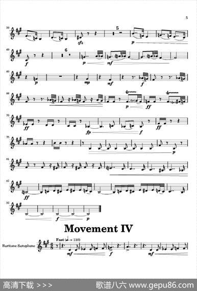 Movement（四重奏上低音萨克斯分谱）