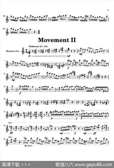 Movement（萨克斯四重奏与打击乐）（第一木琴分谱）