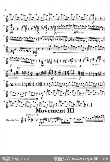 Movement（萨克斯四重奏与打击乐）（第一木琴分谱）
