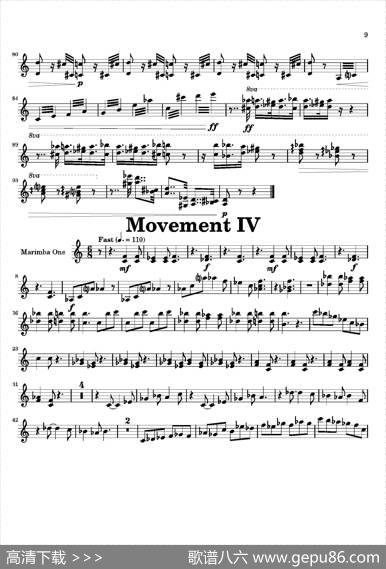 Movement（萨克斯四重奏与打击乐）（第一木琴分谱）