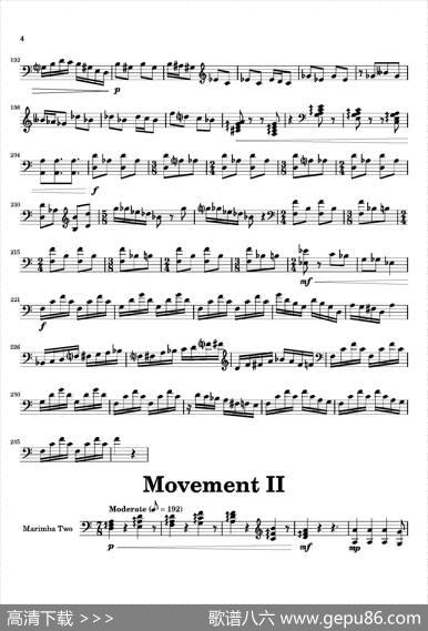 Movement（萨克斯四重奏与打击乐）（第二木琴分谱）