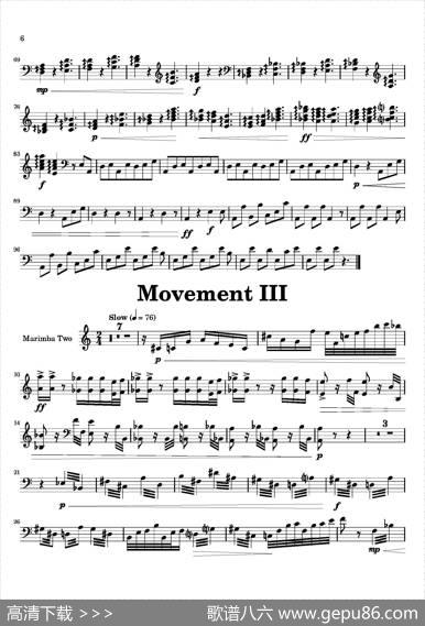 Movement（萨克斯四重奏与打击乐）（第二木琴分谱）