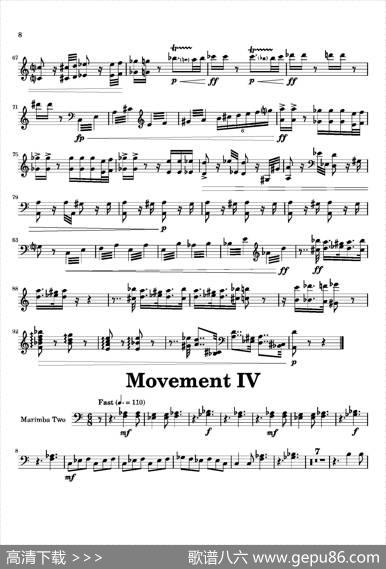 Movement（萨克斯四重奏与打击乐）（第二木琴分谱）