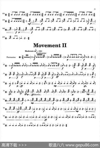 Movement（萨克斯四重奏与打击乐）（打击乐分谱）