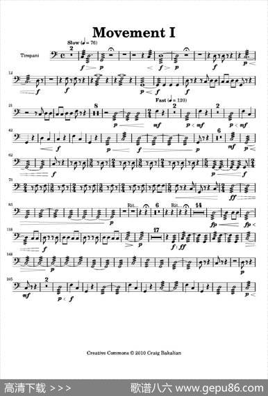 Movement（萨克斯四重奏与打击乐）（定音鼓分谱）