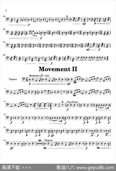Movement（萨克斯四重奏与打击乐）（定音鼓分谱）