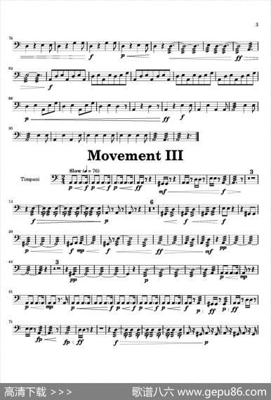 Movement（萨克斯四重奏与打击乐）（定音鼓分谱）