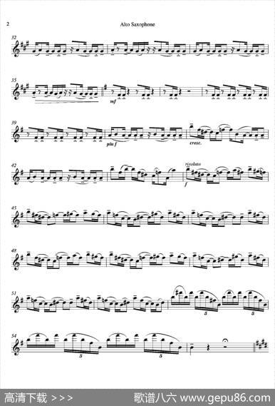 Tango（四重奏中音萨克斯分谱）
