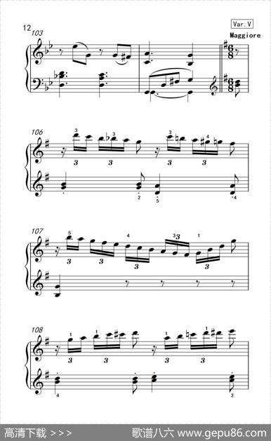 第七级2.G大调变奏曲贝多芬（中央音乐学院钢琴（业余）考级教程7-9级）|[德]贝多芬