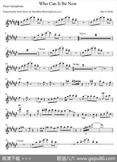 WhoCanItBeNow（次中音萨克斯）