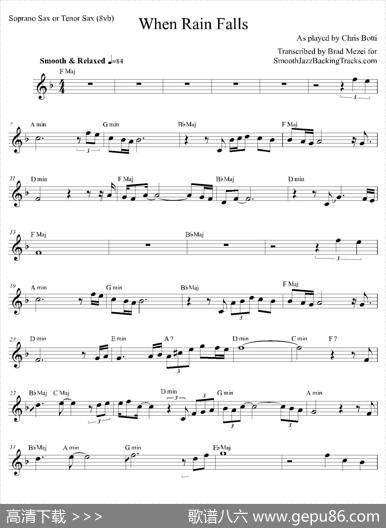WhenRainFalls（次中音萨克斯）