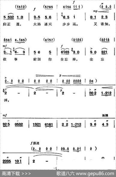 革命现代京剧《杜鹃山》全剧主旋律乐谱之第六场铁窗训子