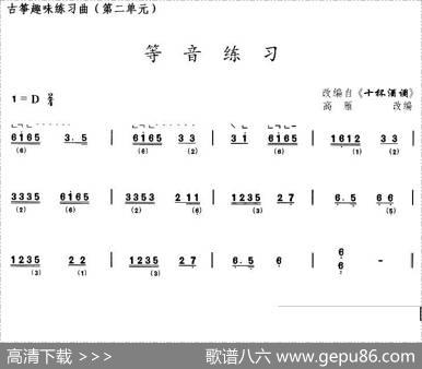 古筝等音练习（选调《十杯酒调》）|高雁改编