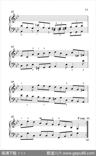 第九级1.吉格舞曲选自《英国组曲》第三套（中央音乐学院钢琴（业余）考级教程7-9级）|[德]巴赫