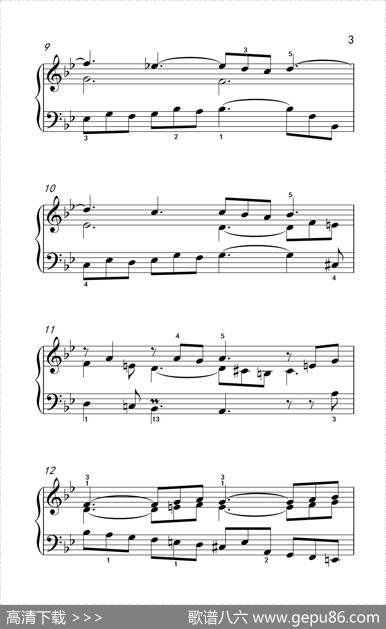 第九级1.吉格舞曲选自《英国组曲》第三套（中央音乐学院钢琴（业余）考级教程7-9级）|[德]巴赫