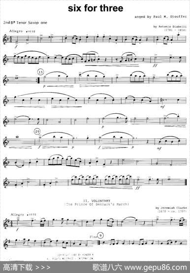 sixforthree（次中音三重奏第二萨克斯分谱）