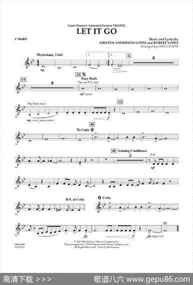 Letitgo（《冰雪奇缘》主题曲）（交响管乐分谱）
