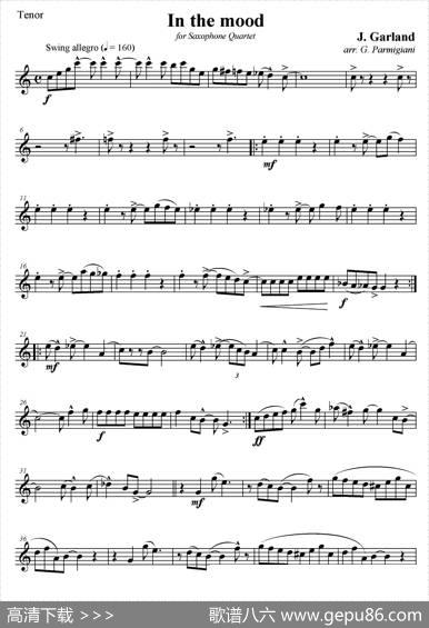 InTheMood（情绪）（四重奏次中音萨克斯分谱）