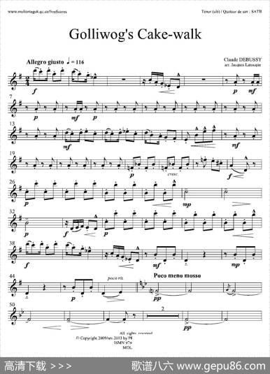 木偶步态舞（四重奏次中音萨克斯分谱）|德彪西