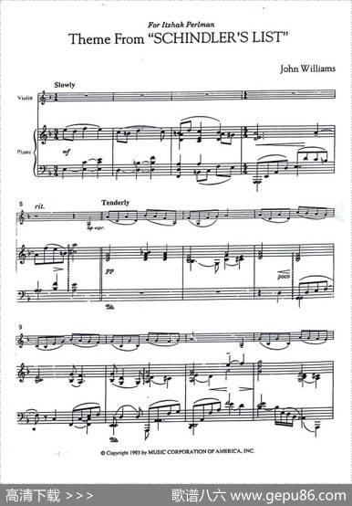 ThemeFromSCHINDLER'SLIST（《辛德勒的名单》主题曲）|威廉姆斯
