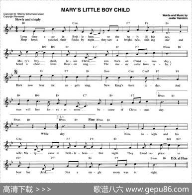 MARY'SLITTLEBOYCHILD（五线谱）