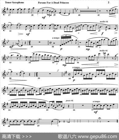 PAVANEFORADEADPRINCESS（四重奏·次中音萨克斯分谱）