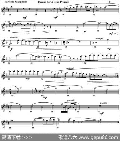 PAVANEFORADEADPRINCESS（四重奏·上低音萨克斯分谱）