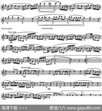 PEACHERINERAG（四重奏·中音萨克斯分谱）