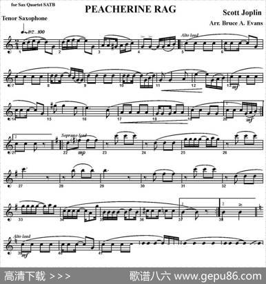 PEACHERINERAG（四重奏·次中音萨克斯分谱）