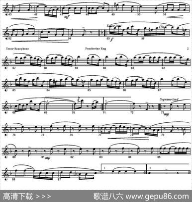 PEACHERINERAG（四重奏·次中音萨克斯分谱）