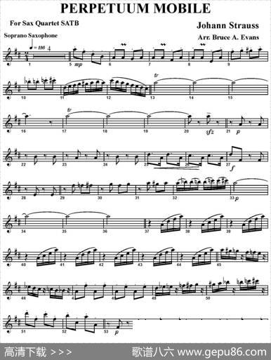 PERPETUUMMOBILE（四重奏·高音萨克斯分谱）