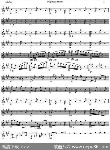 PERPETUUMMOBILE（四重奏·中音萨克斯分谱）
