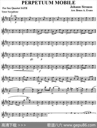 PERPETUUMMOBILE（四重奏·次中音萨克斯分谱）