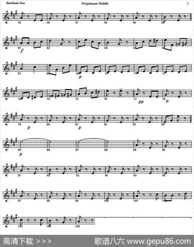 PERPETUUMMOBILE（四重奏·上低音萨克斯分谱）