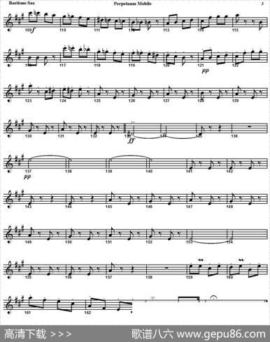 PERPETUUMMOBILE（四重奏·上低音萨克斯分谱）