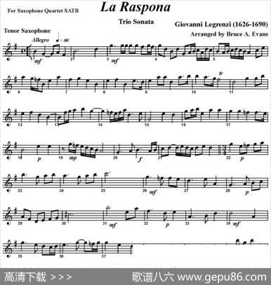 LaRaspona（四重奏·次中音萨克斯分谱）