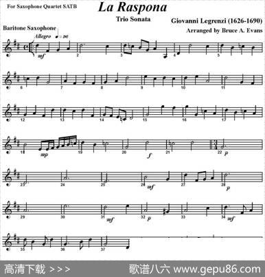 LaRaspona（四重奏·上低音萨克斯分谱）