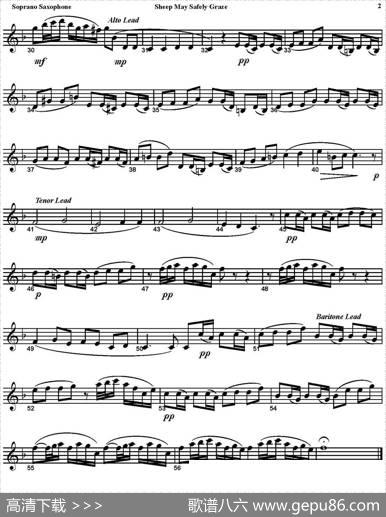 SHEEPMAYSAFELYGRAZE（四重奏·高音萨克斯分谱）
