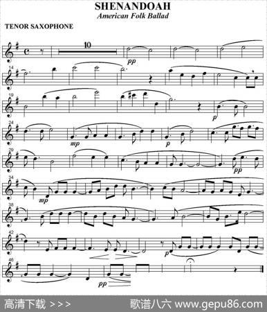 SHENANDOAH（四重奏·次中音萨克斯分谱）