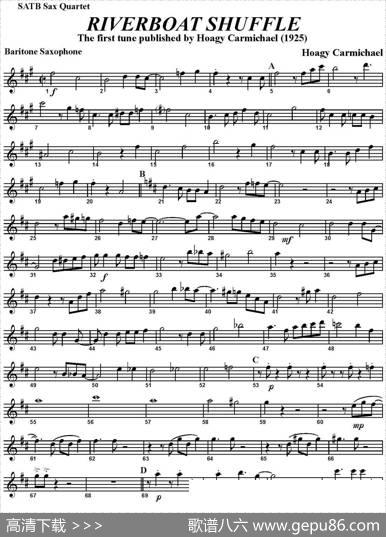 RIVERBOATSHUFFLE（四重奏·上低音萨克斯分谱）