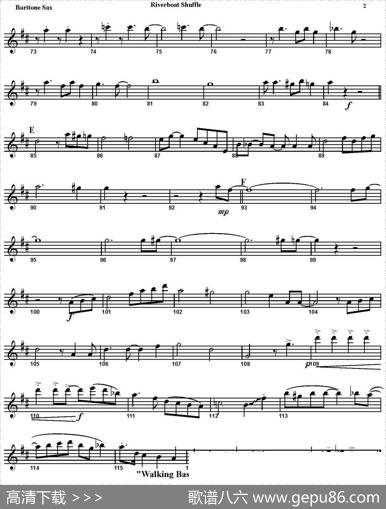 RIVERBOATSHUFFLE（四重奏·上低音萨克斯分谱）