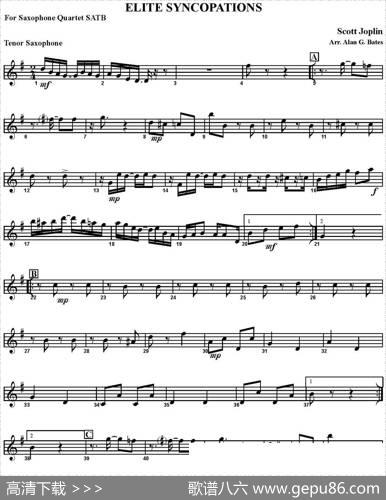 ELITESYNCOPATIONS（四重奏·次中音萨克斯分谱）