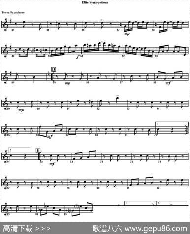 ELITESYNCOPATIONS（四重奏·次中音萨克斯分谱）