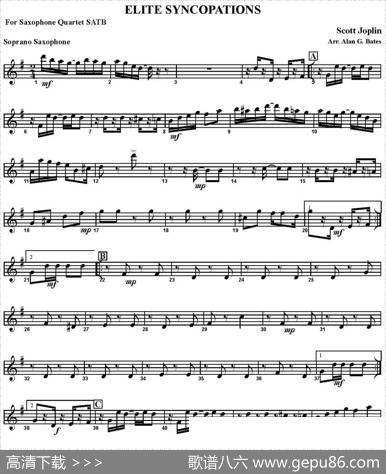 ELITESYNCOPATIONS（四重奏·高音萨克斯分谱）