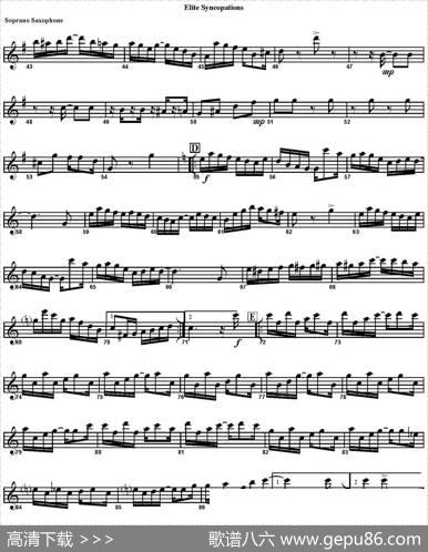 ELITESYNCOPATIONS（四重奏·高音萨克斯分谱）