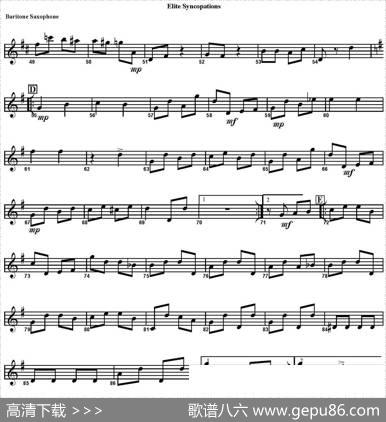 ELITESYNCOPATIONS（四重奏·上低音萨克斯分谱）