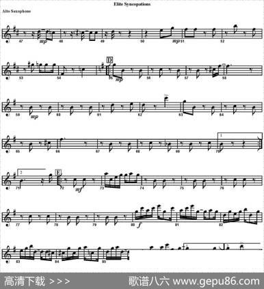ELITESYNCOPATIONS（四重奏·中音萨克斯分谱）